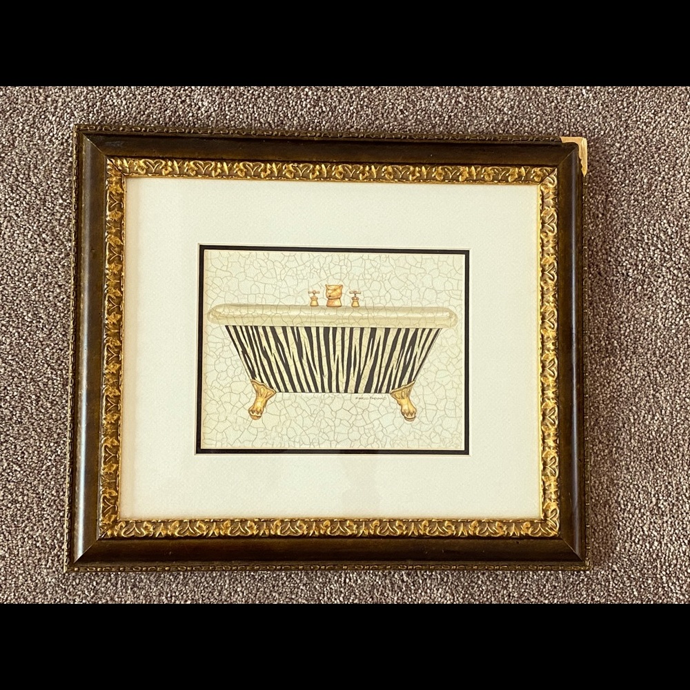 14x16 home decor framed bathroom wall art🖼🛁🐅🦓